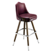 Maroon Rouge Kensington Crown bar stool featuring a softly arched backrest and a cushioned upholstered seat with a steady wood metal frame