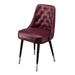 Maroon Rouge Red Brighton Club Chair bucket seat in black vinyl with polished chrome leg detailing for modern dining
