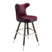 Maroon Rouge Silverado cowboy bar stool featuring a softly cushioned upholstered seat and a polished wood metal frame with Western-inspired lines