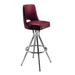 Maroon Rouge Sterling Bar Stool with a curved upholstered backrest, padded seat, and a sleek chrome frame with a footrest