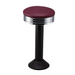 Maroon rouge black Wentworth bolted bar stool featuring a minimal modern seat and a permanent floor-mounted metal base for enduring stability