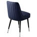 Marquette Club Chair with a natural black frame and silver feet, sling-style back, and Navy performance fabric