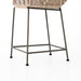 Metal Leg Detail Modern low-armed outdoor bar stool with white wicker weaving and a bronze industrial frame for hospitality dining