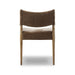 Back view of the Brown Fabric Mid Century Modern Wooden Oak Armchair Dining Chair