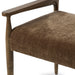 Angle Front view of the Brown Mushroom Fabric Upholstered Mid Century Modern Wooden Oak Armchair Dining Chair