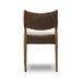 Back view of the Brown Fabric Mid Century Modern Wooden Oak Armless Dining Chair