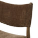 Close-up detail view of the Brown Fabric Mid Century Modern Wooden Oak Armless Dining Chair