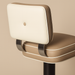 Modern chair with beige cushioned seat and backrest on a beige background