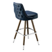 Navy Blue Hamilton nailhead bar stool featuring button tufting and a 90-degree auto-return wood metal swivel base with metallic nailhead trim