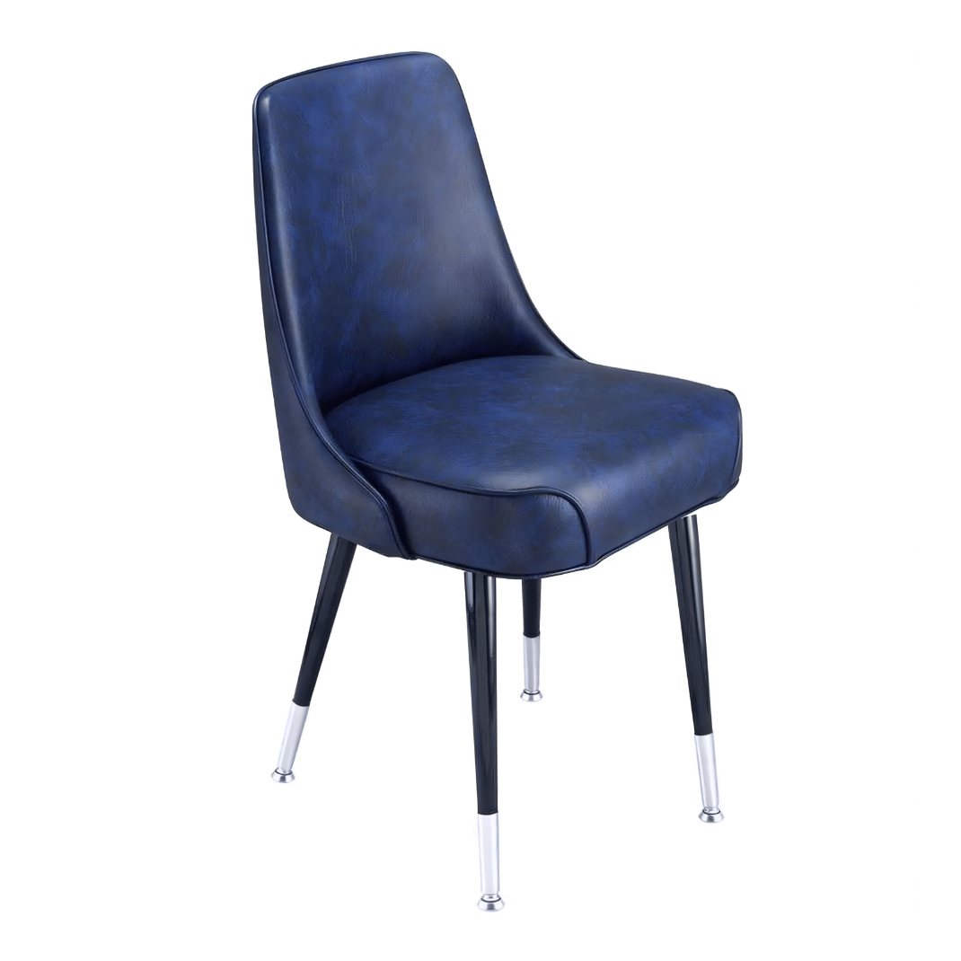Navy Blue Harrington Club Chair by Social Design Supply Co: A modern scooped-seat lounge chair with smooth contours and contract-grade upholstery for hospitality environments