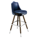 Navy Blue Kensington Crown bar stool featuring a softly arched backrest and a cushioned upholstered seat with a steady wood metal frame