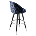 Navy Blue Kingsley Tufted bar stool featuring deep button tufting and a generous plush upholstered seat with a sturdy black metal frame