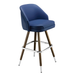 Navy Blue Kingston bar stool featuring a plush upholstered seat and a generous timeless silhouette with a sturdy wood metal frame