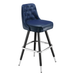 Navy Blue Monroe Tufted bar stool featuring classic button tufting and a 90-degree auto-return black metal swivel base with performance upholstery