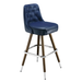 Navy Blue Monroe Tufted bar stool featuring classic button tufting and a 90-degree auto-return wood metal swivel base with performance upholstery