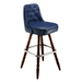 Navy Blue Monroe Tufted bar stool featuring classic button tufting and a 90-degree auto-return wood swivel base with performance upholstery