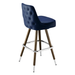 Navy Blue Montgomery outer tufted bar stool featuring deep button tufting on the backrest and a plush upholstered seat with a sturdy wood metal frame