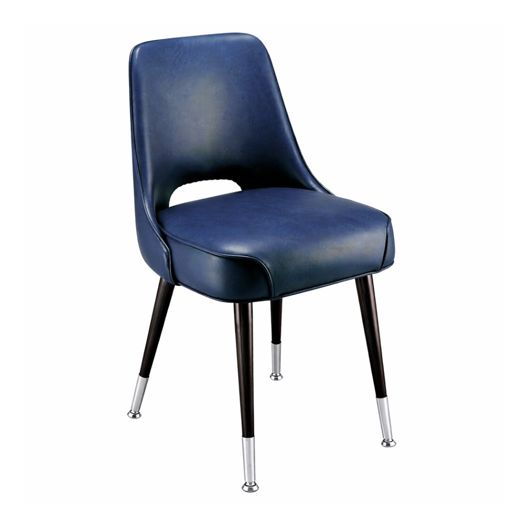 Navy Blue Oxford Club Chair by Social Design Supply Co: A classic hospitality lounge chair with supportive cushioning and soft upholstery for restaurants