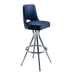 Navy Blue Sterling Bar Stool with a curved upholstered backrest, padded seat, and a sleek chrome frame with a footrest