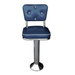 Navy Blue Vanellope bolted chrome  bar stool featuring smooth performance upholstery and a permanent floor-mounted metal base for refined stability