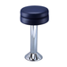 Navy Blue Winslow bolted bar stool featuring a sleek compact seat and a permanent floor-mounted chrome base for commercial stability