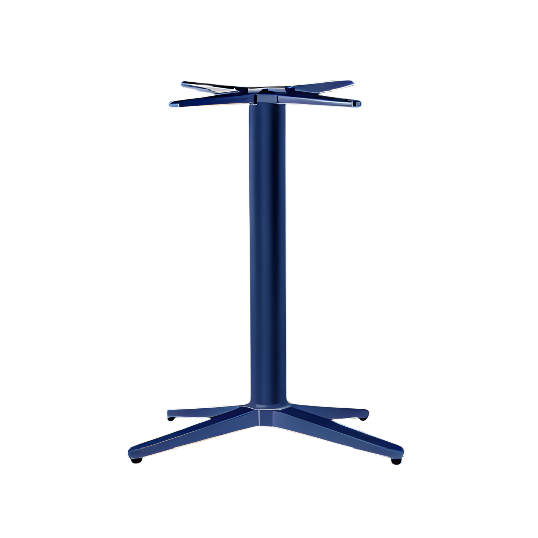 Navy Powder coat finish on no rock a heavy-duty steel 4-leg table base with 3M Scotchkote protection