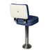 Navy Tufted square retro modern bar stool featuring performance upholstery seat and buttons with silver metal stand