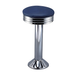 Navy blue chrome Wentworth bolted bar stool featuring a minimal modern seat and a permanent floor-mounted metal base for enduring stability