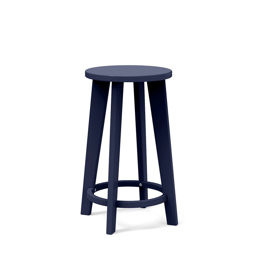 Navy blue durable all-weather HDPE material on the eco-friendly Round Bar Counter Stool