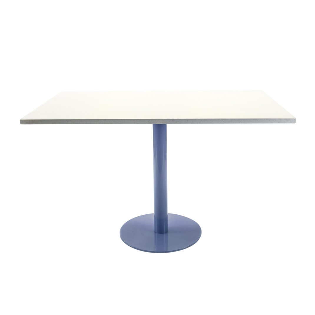 Navy powder coat finish on a heavy-duty steel table base with 3M Scotchkote protection with table top