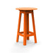 Orange round bar table with angled legs and open-frame cutouts