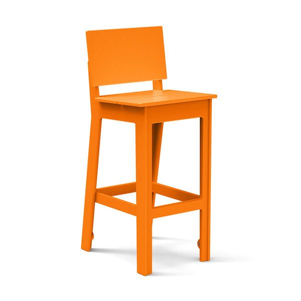 Orange durable all-weather HDPE material on the eco-friendly Square Bar Stool
