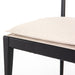 Cushion detail Britt Dining Chair in Cambric Ivory performance fabric with black parawood tapered legs