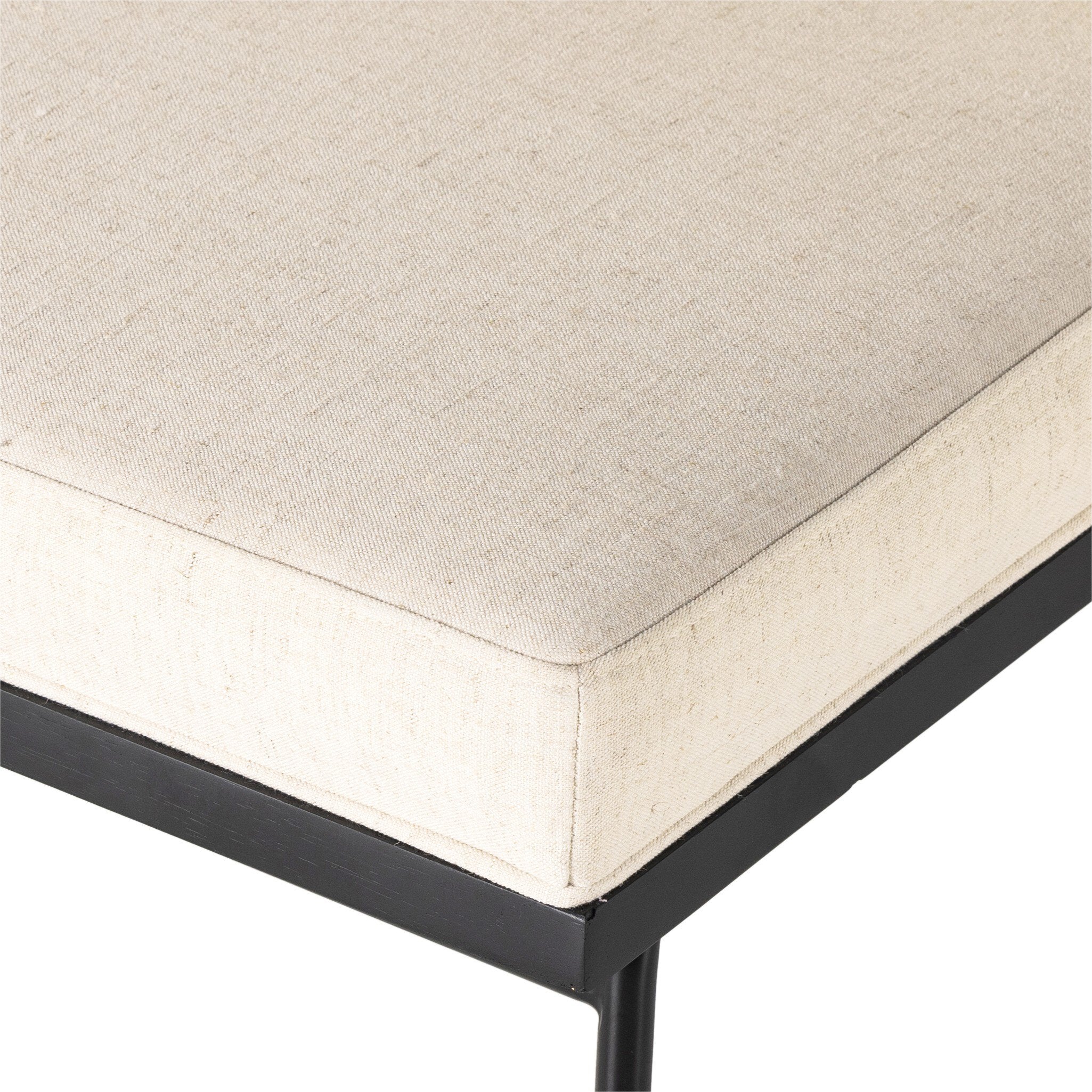 Outer cushion detail Crete Dining Chair with amber oak ladderback, black iron frame