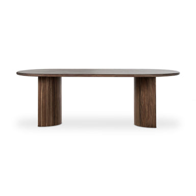 Paden 94-inch Outdoor Dining Table in Toasted Brown FSC-certified teak with crescent legs