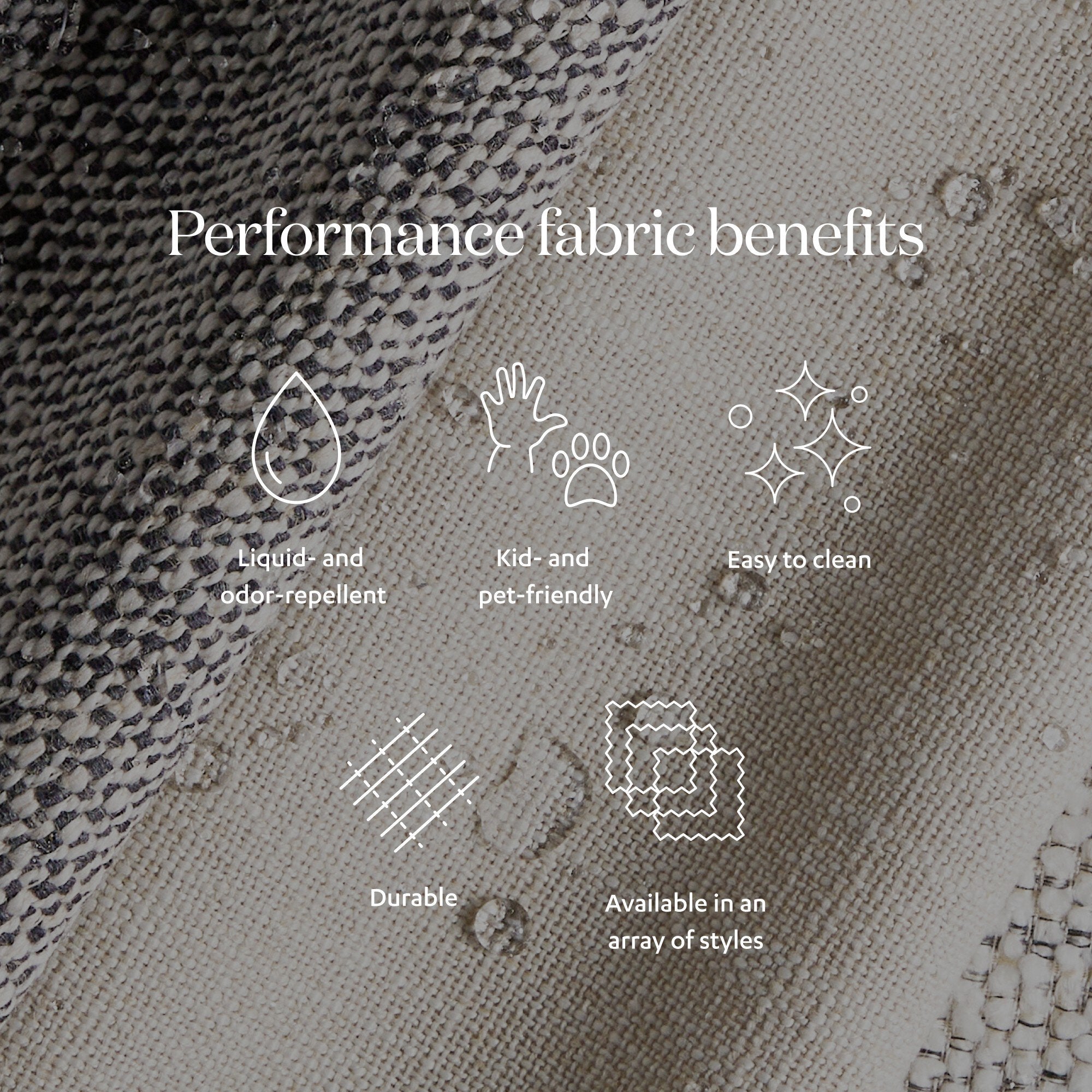 Light upholstery fabric close-up with textured weave