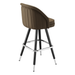 Porcini Brown Channeled King bar stool featuring pronounced vertical channeling and a deeply padded upholstered seat with a sturdy black metal frame