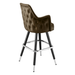 Porcini Brown Chester high back bar stool featuring deep button tufting and a tall upholstered backrest with a slim black metal frame