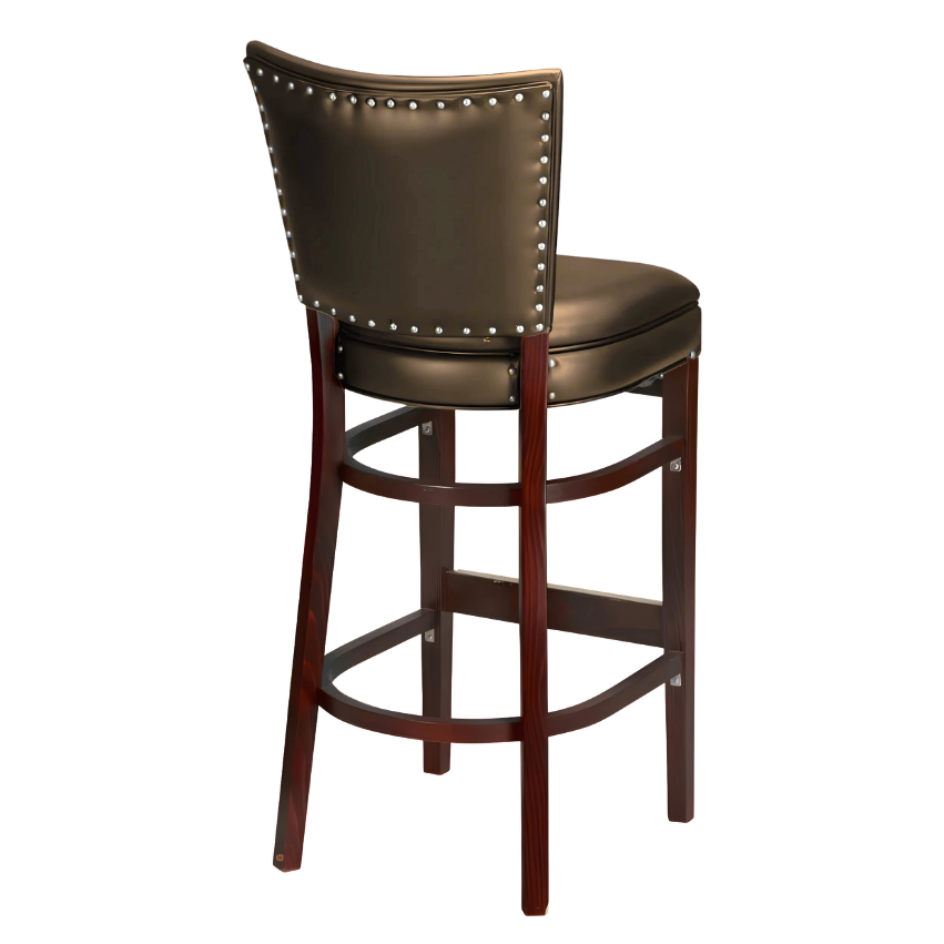 Porcini Brown Compact modern bar stool featuring a tailored padded seat and a slim architectural wood frame with contract-grade durability