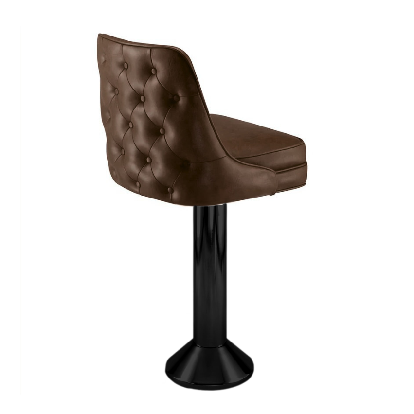 Porcini Brown Coventry Bolted Floor-Mounted Bar Counter Stool with tufted vinyl detail and polished black pedestal base