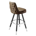 Porcini Brown Hamilton nailhead bar stool featuring button tufting and a 90-degree auto-return black metal swivel base with metallic nailhead trim
