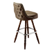 Porcini Brown Hamilton nailhead bar stool featuring button tufting and a 90-degree auto-return wood swivel base with metallic nailhead trim