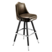 Porcini Brown Kensington Crown bar stool featuring a softly arched backrest and a cushioned upholstered seat with a steady black metal frame