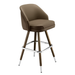 Porcini Brown Kingston bar stool featuring a plush upholstered seat and a generous timeless silhouette with a sturdy wood metal frame
