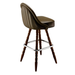 Porcini Brown Marque Signature bar stool featuring a sweeping curved backrest and a refined upholstered seat with a sturdy wood frame