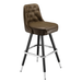 Porcini Brown Monroe Tufted bar stool featuring classic button tufting and a 90-degree auto-return black metal swivel base with performance upholstery