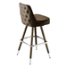 Porcini Brown Montgomery outer tufted bar stool featuring deep button tufting on the backrest and a plush upholstered seat with a sturdy wood metal frame