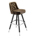Porcini Brown Royale Diamond bar stool featuring an inner-back diamond tufted design and a softly curved upholstered seat with a sturdy black metal frame