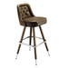 Porcini Brown Royale Diamond bar stool featuring an inner-back diamond tufted design and a softly curved upholstered seat with a sturdy wood metal frame