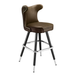 Porcini Brown Silverado cowboy bar stool featuring a softly cushioned upholstered seat and a polished black metal frame with Western-inspired lines
